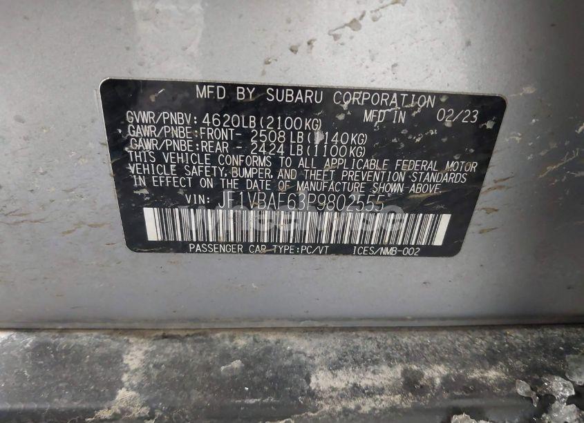 Photo 9 of 2023 Subaru Wrx PREMIUM (VIN JF1VBAF63P9802555)