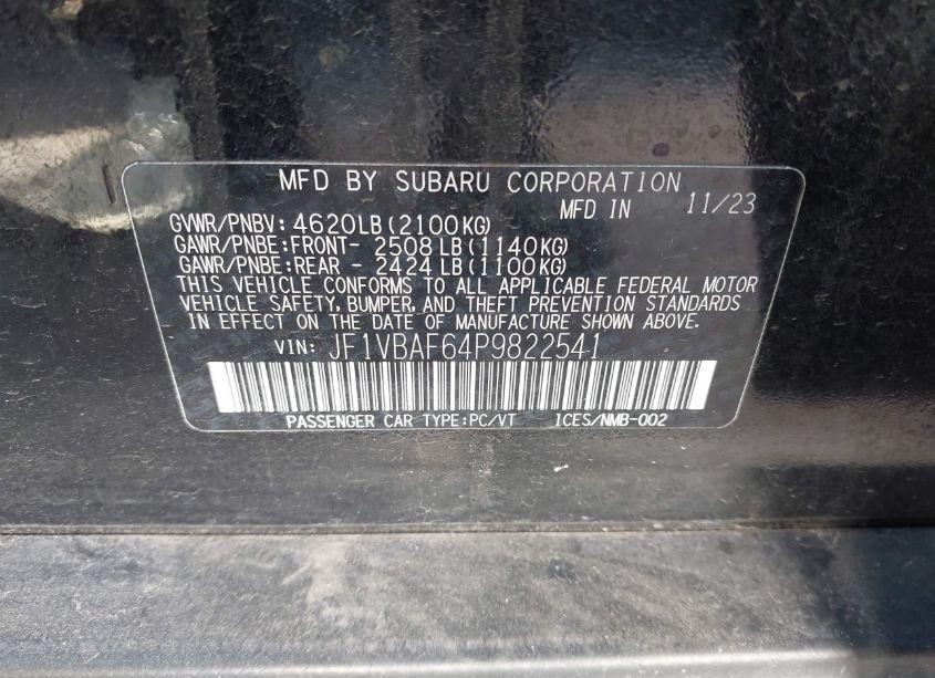 Photo 9 of 2023 Subaru Wrx PREMIUM (VIN JF1VBAF64P9822541)