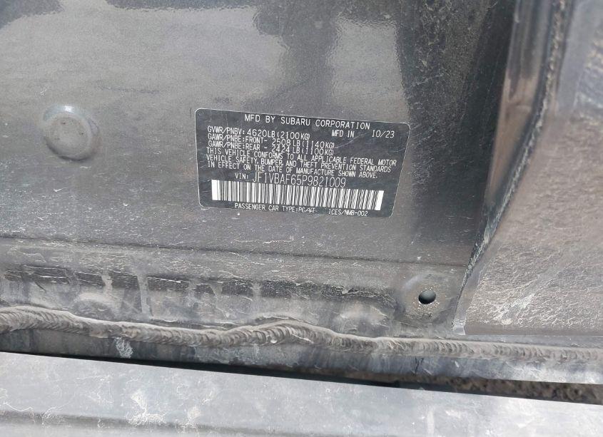 Photo 9 of 2023 Subaru Wrx PREMIUM (VIN JF1VBAF65P9821009)