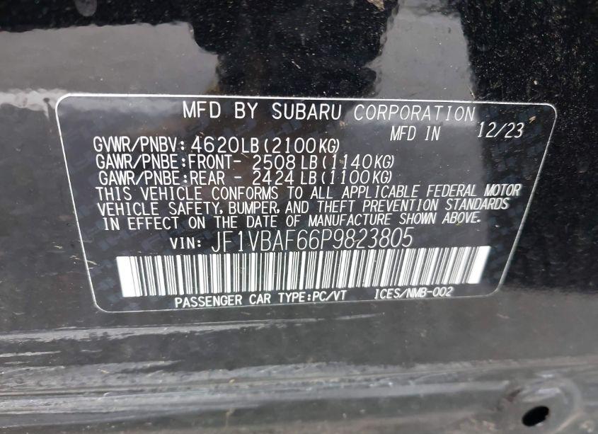 Photo 9 of 2023 Subaru Wrx PREMIUM (VIN JF1VBAF66P9823805)