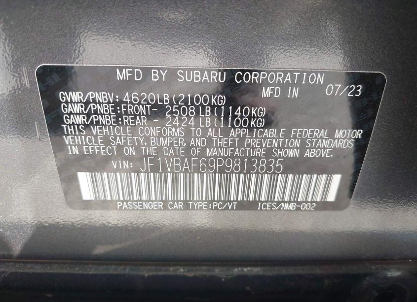 Photo 9 of 2023 Subaru Wrx PREMIUM (VIN JF1VBAF69P9813835)