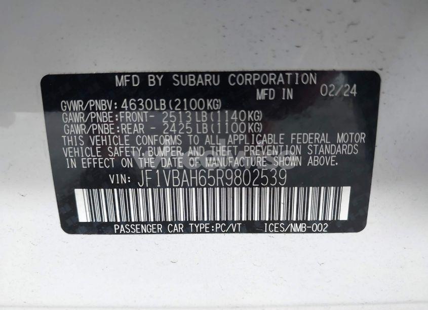 Photo 9 of 2024 Subaru Wrx PREMIUM (VIN JF1VBAH65R9802539)
