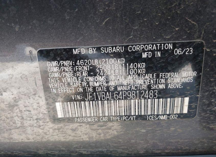 Photo 9 of 2023 Subaru Wrx LIMITED (VIN JF1VBAL64P9812483)