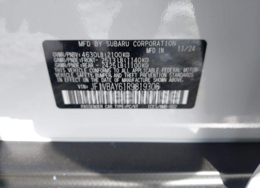 Photo 9 of 2024 Subaru Wrx TR (VIN JF1VBAY61R9819306)