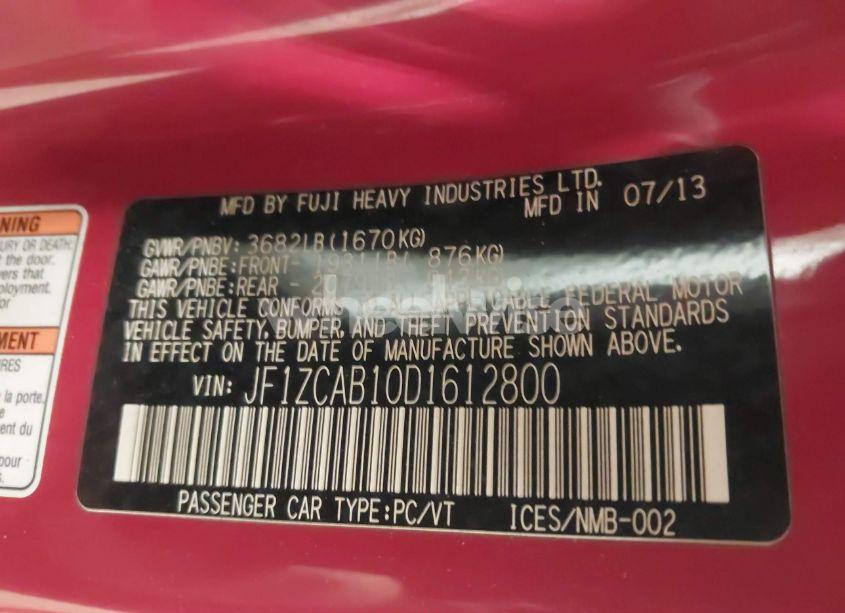 Photo 9 of 2013 Subaru Brz PREMIUM (VIN JF1ZCAB10D1612800)