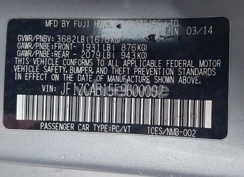 Photo 9 of 2015 Subaru Brz PREMIUM (VIN JF1ZCAB15F9600002)