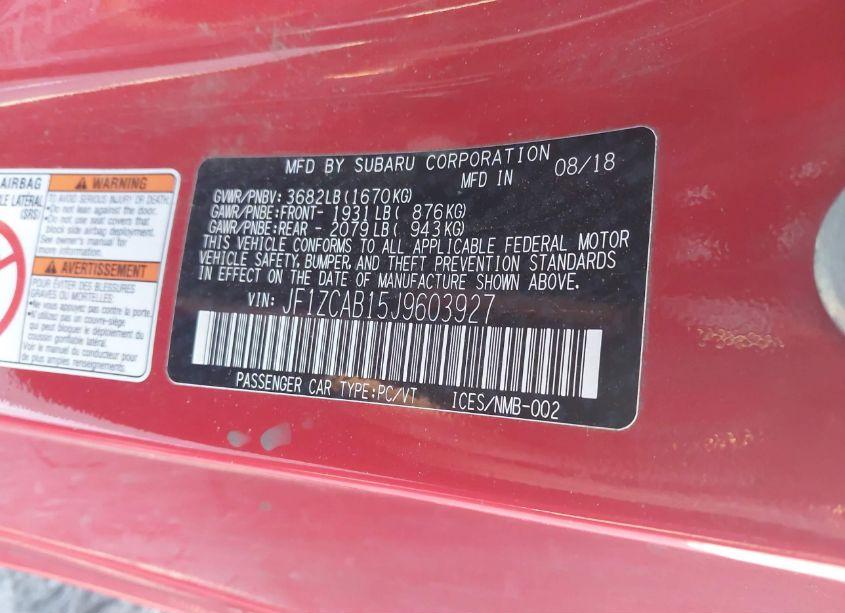 Photo 9 of 2018 Subaru Brz PREMIUM (VIN JF1ZCAB15J9603927)