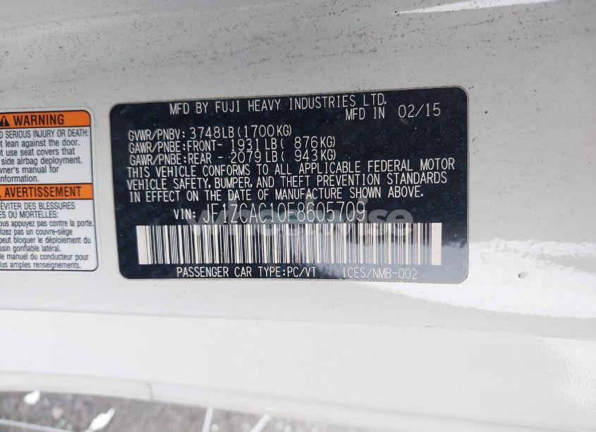 Photo 9 of 2015 Subaru Brz LIMITED (VIN JF1ZCAC10F8605709)