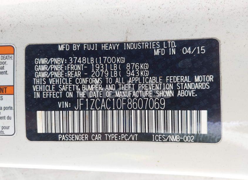 Photo 9 of 2015 Subaru Brz LIMITED (VIN JF1ZCAC10F8607069)