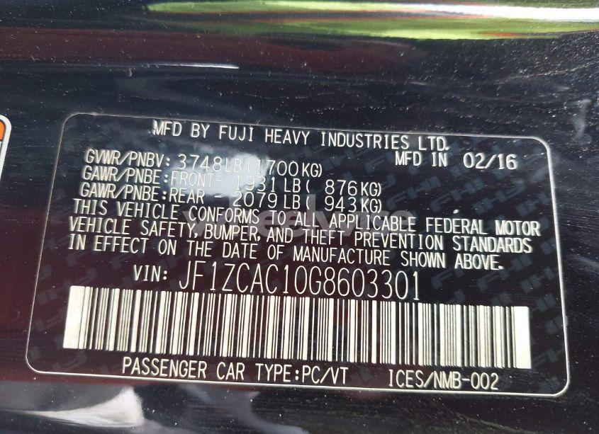 Photo 9 of 2016 Subaru Brz LIMITED (VIN JF1ZCAC10G8603301)