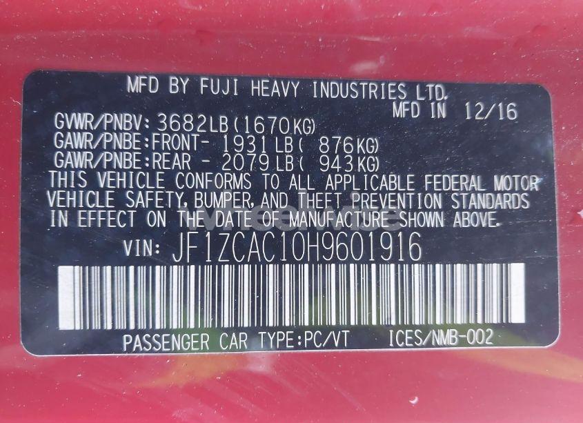 Photo 9 of 2017 Subaru Brz LIMITED (VIN JF1ZCAC10H9601916)