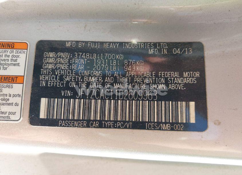 Photo 9 of 2013 Subaru Brz LIMITED (VIN JF1ZCAC11D2609963)