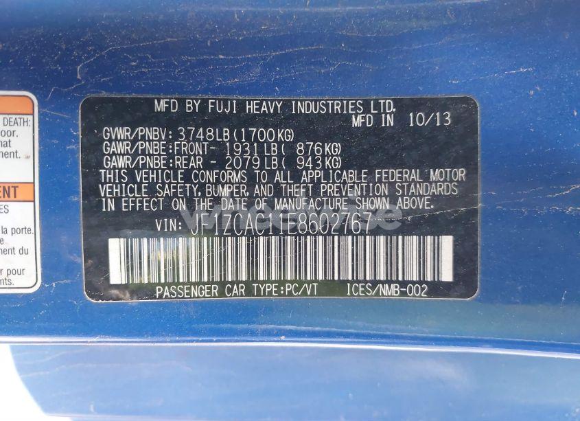 Photo 9 of 2014 Subaru Brz LIMITED (VIN JF1ZCAC11E8602767)