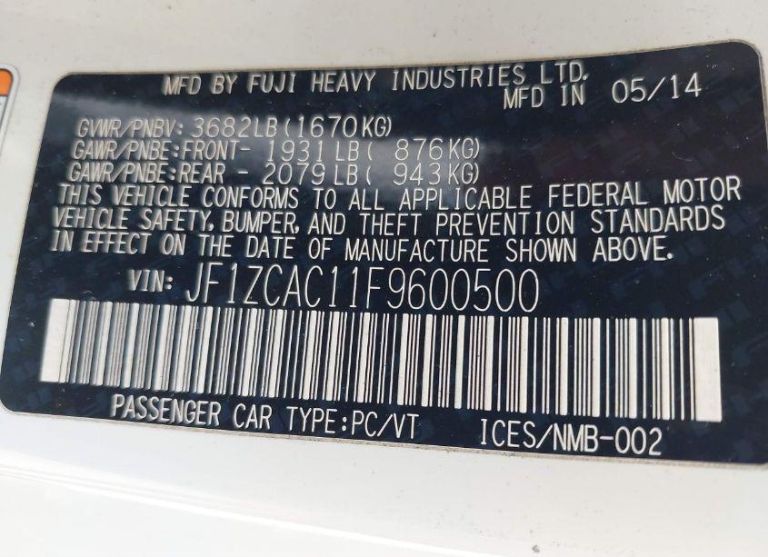 Photo 9 of 2015 Subaru Brz SERIES.BLUE (VIN JF1ZCAC11F9600500)