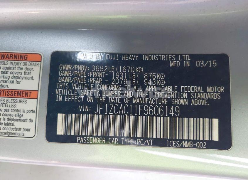 Photo 9 of 2015 Subaru Brz LIMITED (VIN JF1ZCAC11F9606149)