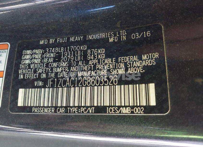 Photo 9 of 2016 Subaru Brz LIMITED (VIN JF1ZCAC12G8603526)