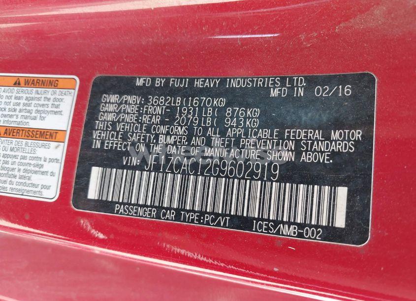 Photo 9 of 2016 Subaru Brz LIMITED (VIN JF1ZCAC12G9602919)