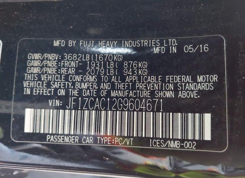 Photo 9 of 2016 Subaru Brz LIMITED (VIN JF1ZCAC12G9604671)