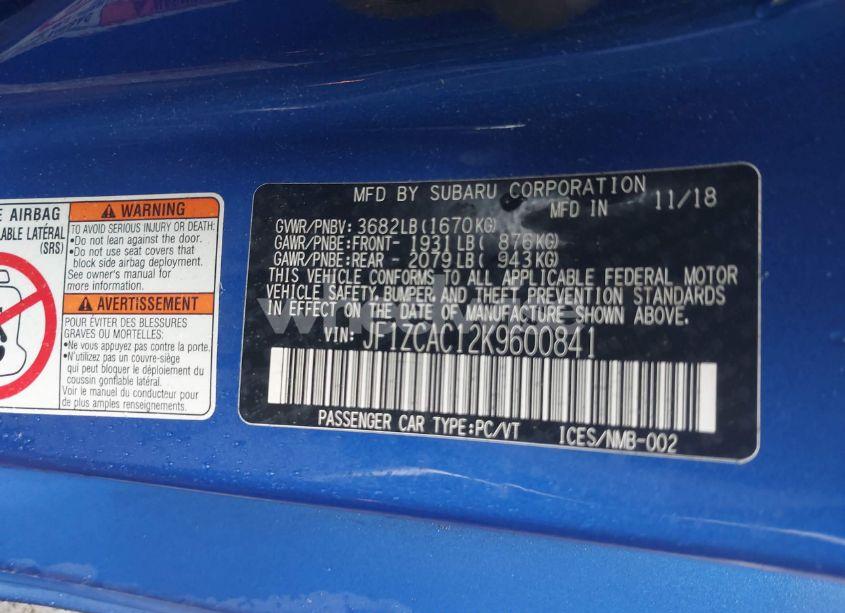 Photo 9 of 2019 Subaru Brz LIMITED (VIN JF1ZCAC12K9600841)