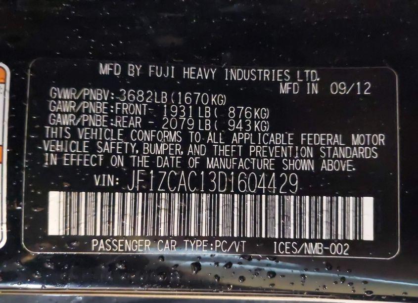 Photo 9 of 2013 Subaru Brz LIMITED (VIN JF1ZCAC13D1604429)