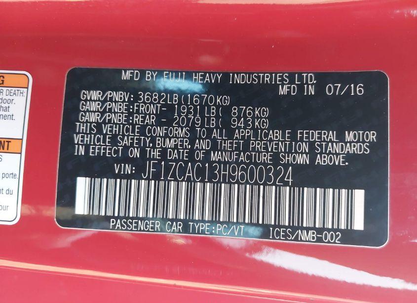 Photo 9 of 2017 Subaru Brz LIMITED (VIN JF1ZCAC13H9600324)