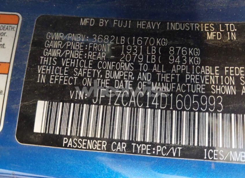 Photo 9 of 2013 Subaru Brz LIMITED (VIN JF1ZCAC14D1605993)