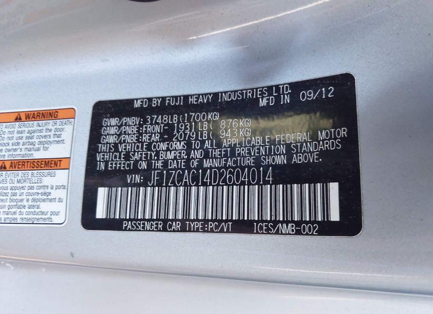 Photo 9 of 2013 Subaru Brz LIMITED (VIN JF1ZCAC14D2604014)