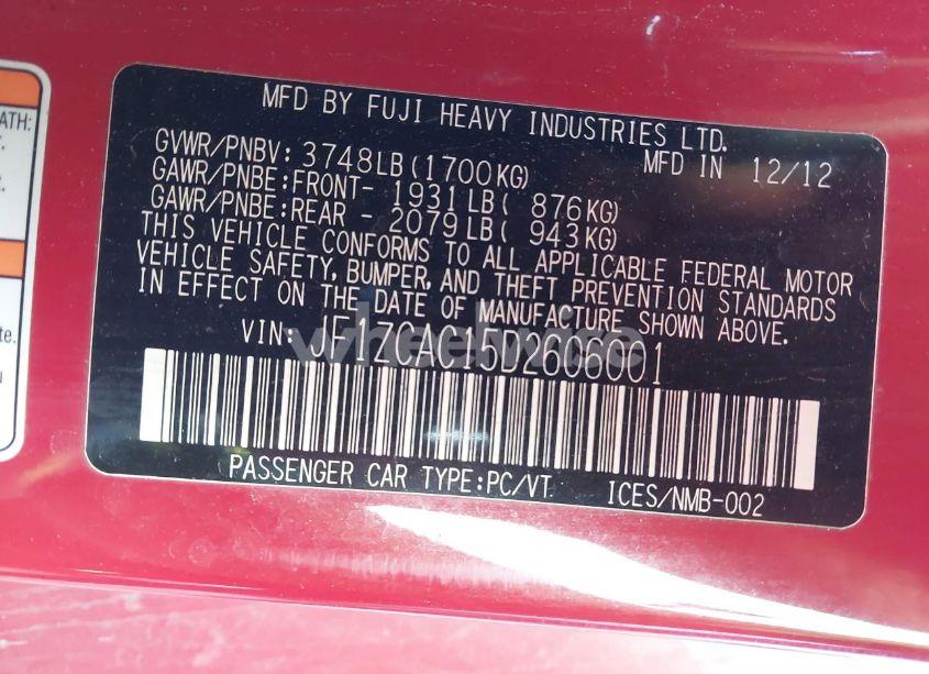 Photo 9 of 2013 Subaru Brz LIMITED (VIN JF1ZCAC15D2606001)