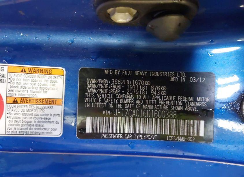 Photo 9 of 2013 Subaru Brz LIMITED (VIN JF1ZCAC16D1600388)