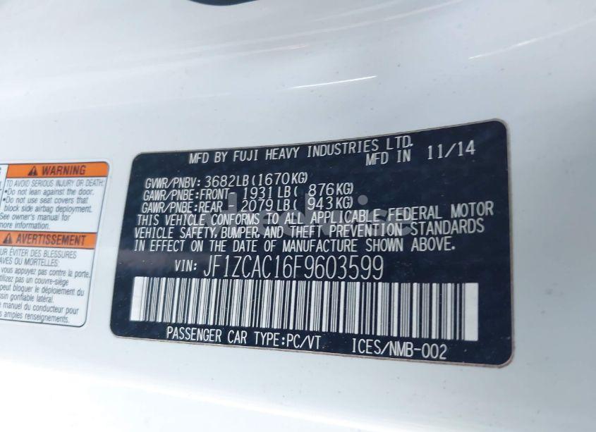 Photo 9 of 2015 Subaru Brz LIMITED (VIN JF1ZCAC16F9603599)