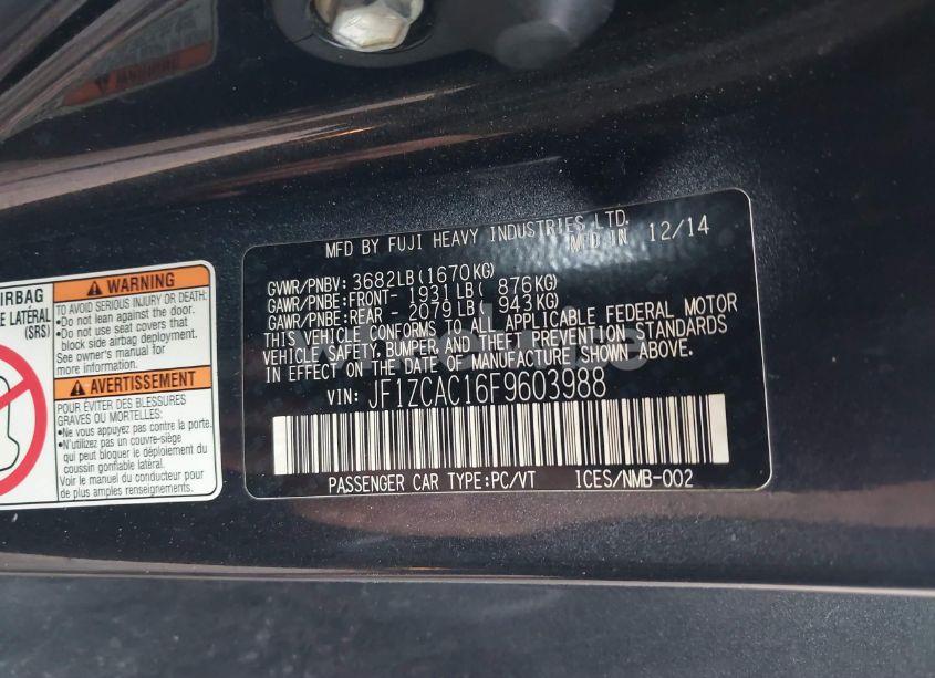 Photo 9 of 2015 Subaru Brz LIMITED (VIN JF1ZCAC16F9603988)