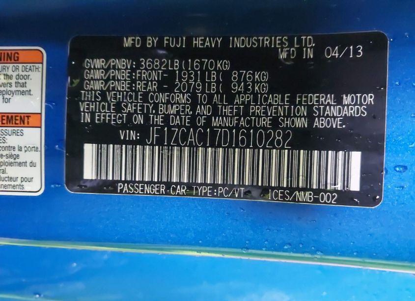 Photo 9 of 2013 Subaru Brz LIMITED (VIN JF1ZCAC17D1610282)