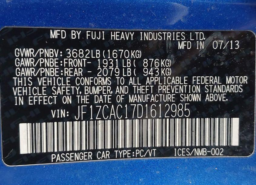 Photo 9 of 2013 Subaru Brz LIMITED (VIN JF1ZCAC17D1612985)