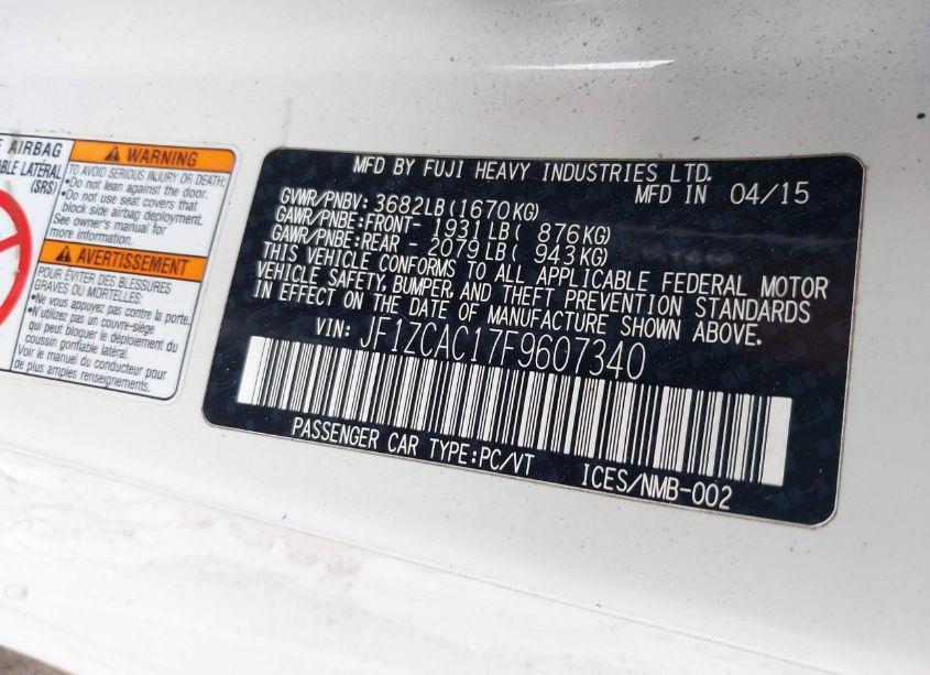 Photo 9 of 2015 Subaru Brz LIMITED (VIN JF1ZCAC17F9607340)