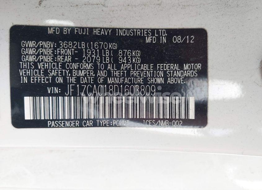 Photo 9 of 2013 Subaru Brz LIMITED (VIN JF1ZCAC18D1603809)