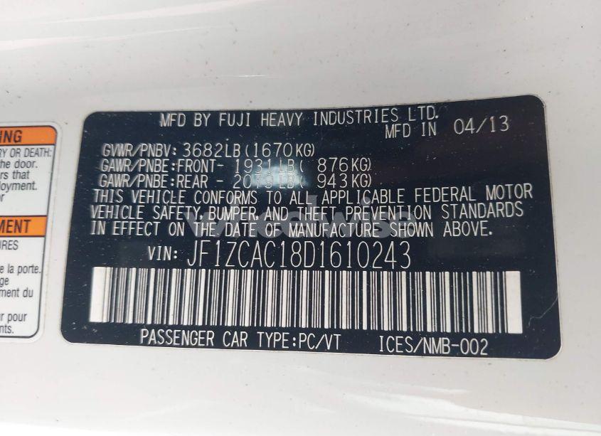 Photo 9 of 2013 Subaru Brz LIMITED (VIN JF1ZCAC18D1610243)