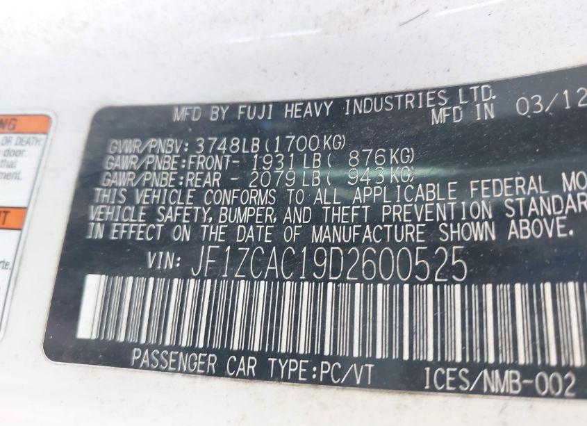 Photo 9 of 2013 Subaru Brz LIMITED (VIN JF1ZCAC19D2600525)