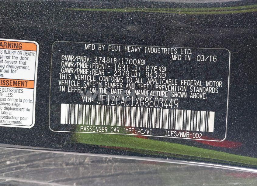 Photo 9 of 2016 Subaru Brz LIMITED (VIN JF1ZCAC1XG8603449)