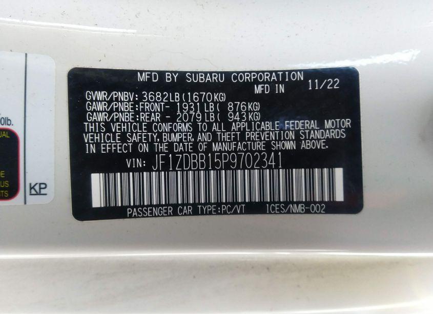 Photo 9 of 2023 Subaru Brz PREMIUM (VIN JF1ZDBB15P9702341)