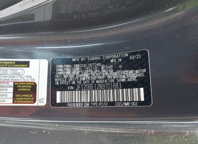 Photo 9 of 2022 Subaru Brz LIMITED (VIN JF1ZDBE12N9701883)