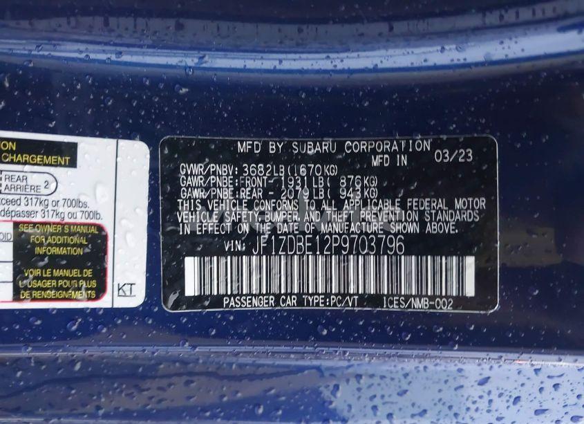 Photo 9 of 2023 Subaru Brz LIMITED (VIN JF1ZDBE12P9703796)