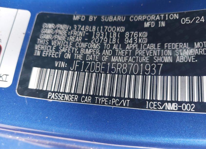 Photo 9 of 2024 Subaru Brz LIMITED (VIN JF1ZDBE15R8701937)