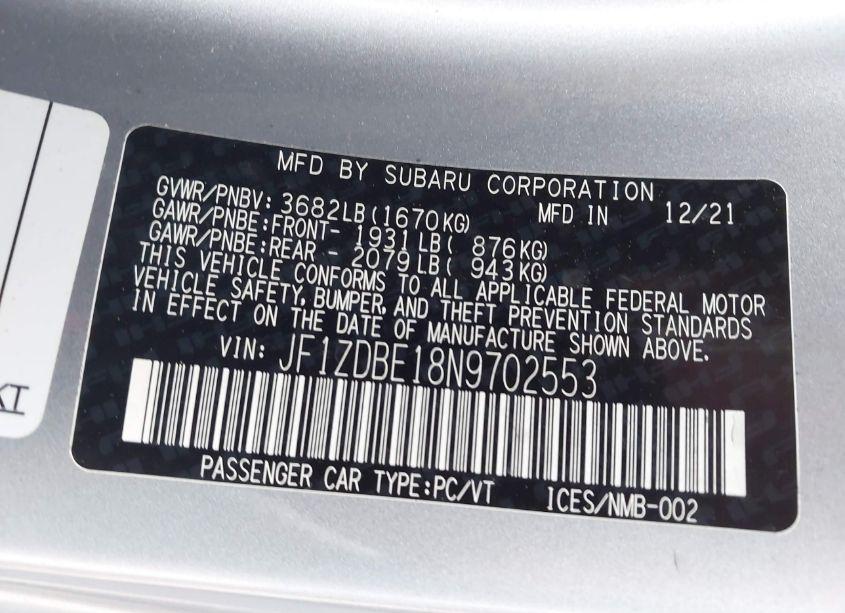 Photo 9 of 2022 Subaru Brz LIMITED (VIN JF1ZDBE18N9702553)