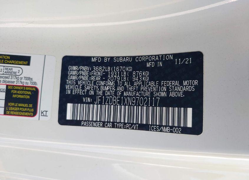 Photo 9 of 2022 Subaru Brz LIMITED (VIN JF1ZDBE1XN9702117)