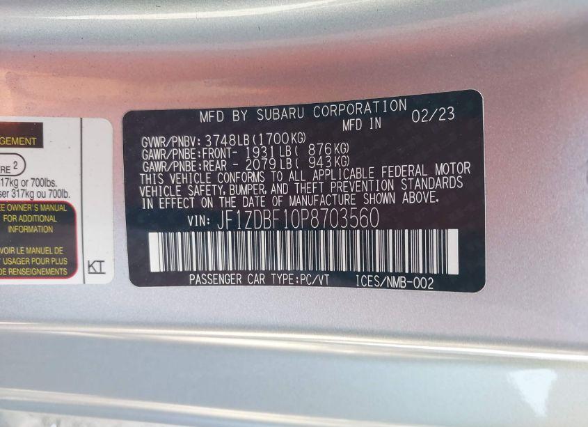 Photo 9 of 2023 Subaru Brz LIMITED (VIN JF1ZDBF10P8703560)