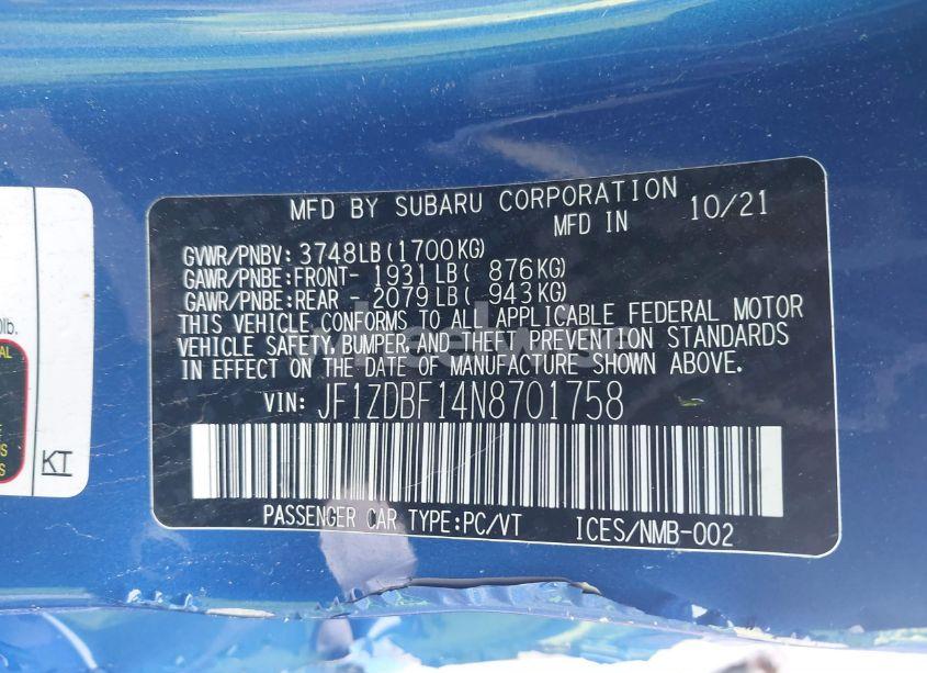 Photo 9 of 2022 Subaru Brz LIMITED (VIN JF1ZDBF14N8701758)