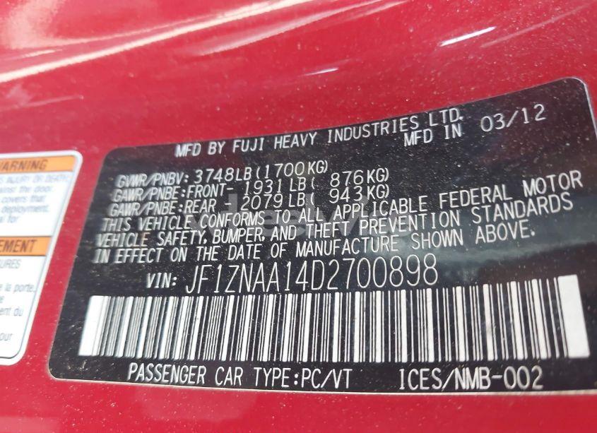 Photo 9 of 2013 Scion Fr-s (VIN JF1ZNAA14D2700898)