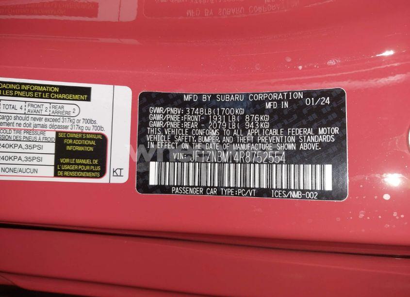 Photo 9 of 2024 Toyota Gr86 TRUENO EDITION (VIN JF1ZNBM14R8752554)