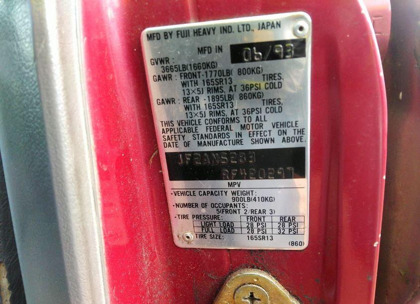 Photo 9 of 1994 Subaru Loyale (VIN JF2AN52B3RF420297)