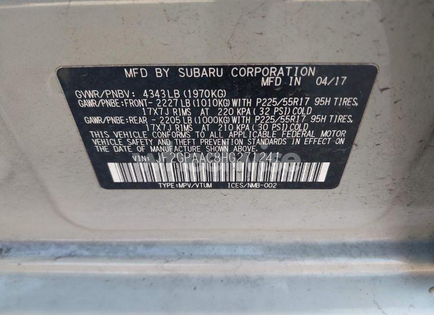 Photo 9 of 2017 Subaru Crosstrek 2.0I (VIN JF2GPAAC8HG271241)